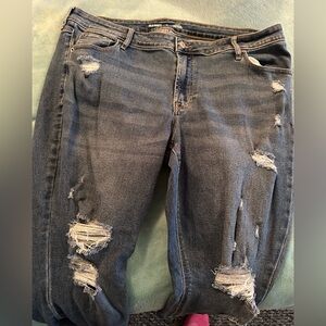 Old Navy Women's Ripped Boyfriend Jeans - Dark Blue